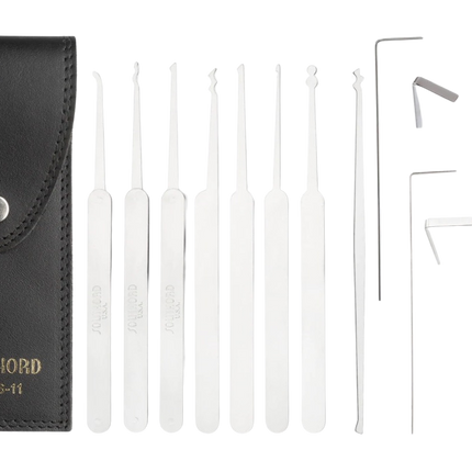 SouthOrd MPXS-11 – Set di grimaldelli da 11 pezzi – Set professionale con custodia in pelle