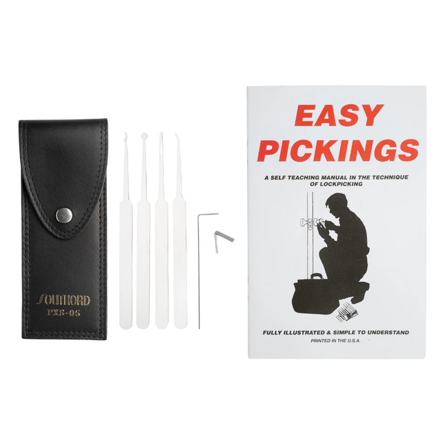 Set di grimaldelli per principianti (5 pezzi) con libro "Easy Pickings" gratuito!