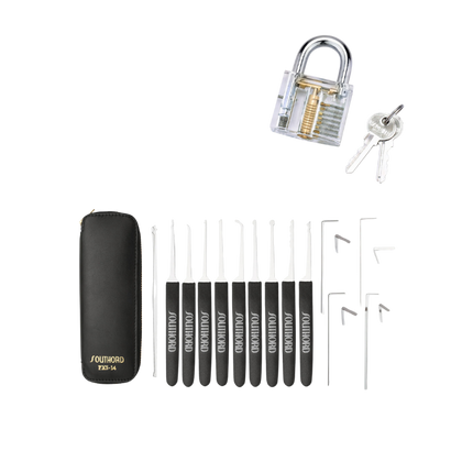 Set di grimaldelli SouthOrd PXS-14 con lucchetto per esercitazioni trasparente!